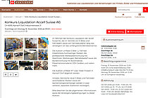 Screenshot der Ankündigung der Accell Suisse-Liquidation.