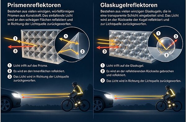 Verschiedene Arten von Reflektoren.