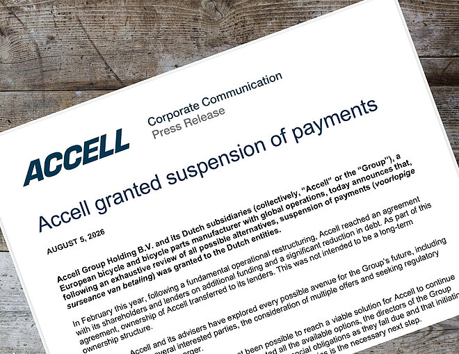 Medienmitteilung der Accell Group zum Zahlungsaufschub.