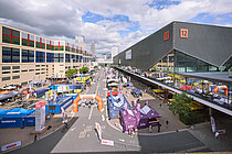 Eurobike-Teststrecke zwischen den Hallen 10, 11 und 12.