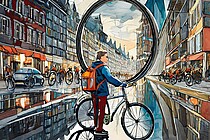 Kommentar zur Unfallstastistik der Schweiz. Durch KI animiertes Bild eines Radfahrers.