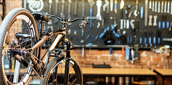 Mountain Bike in Velo-Werkstatt.