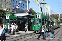 Trams in Basel um den Hauptbahnhof SBB