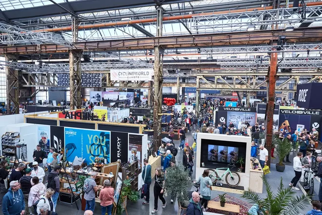 Messehalle an der Cyclingworld Europe in Düsseldorf.